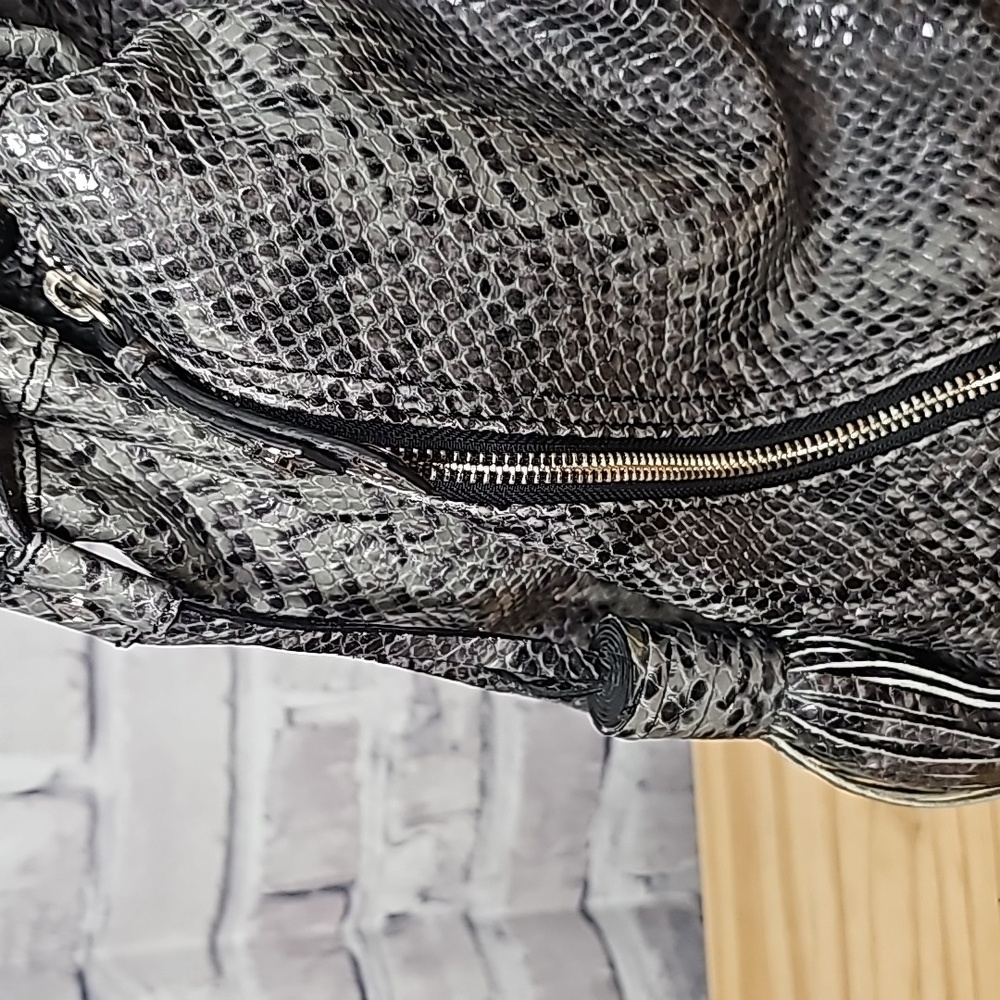 Cole Haan Gray Snake-Embossed Tote with Top Handles - Picture 4 of 13